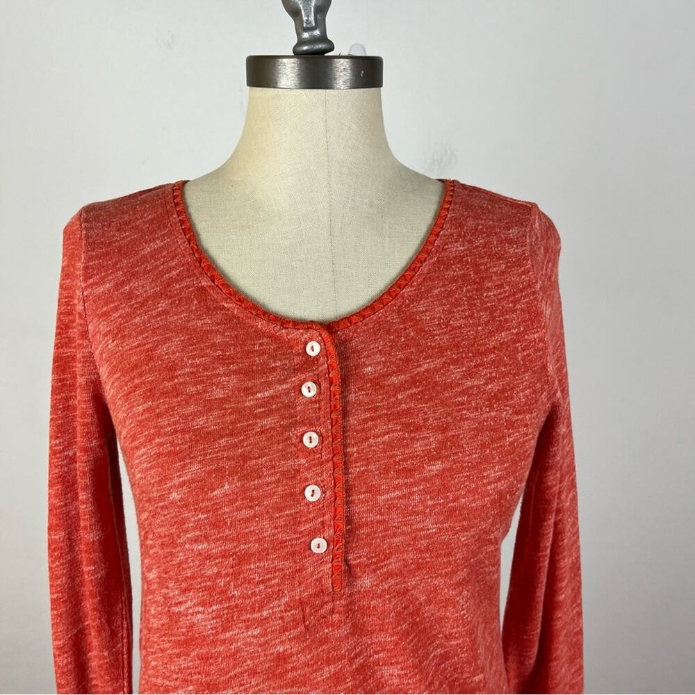 Anthropologie Pure + Good Orange Heather Henley - Picture 3 of 7